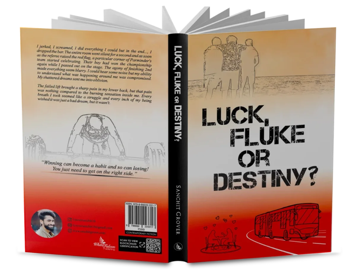 Luck, Fluke or Destiny? by Sanchit Grover, front and back cover